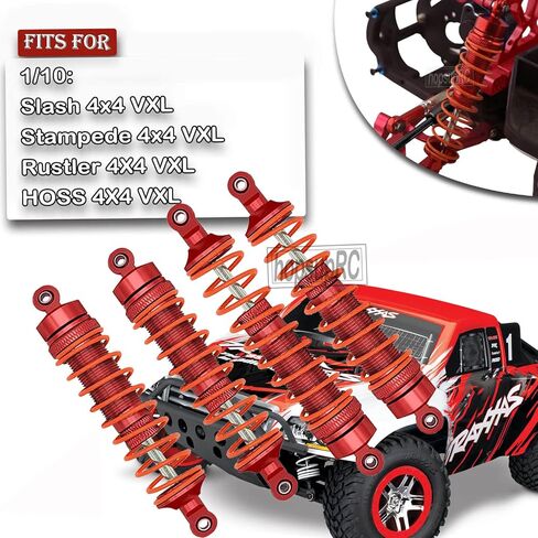 hopsupRC ترقيات جزء لـ 1/10 Rustler/Slash/Stampede/Hoss 4x4 VXL 4wd، صدمة RC كبيرة وذراع التعليق الخلفي الأمامي وكتلة العجلات، كتل التوجيه، حاملات المحور الخلفي، عجلة سداسية، أحمر in Kuwait