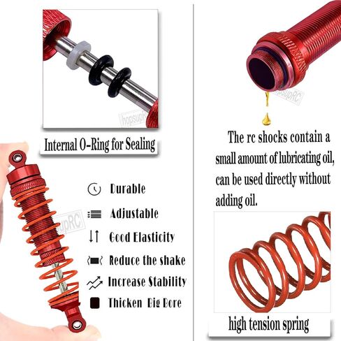 hopsupRC ترقيات جزء لـ 1/10 Rustler/Slash/Stampede/Hoss 4x4 VXL 4wd، صدمة RC كبيرة وذراع التعليق الخلفي الأمامي وكتلة العجلات، كتل التوجيه، حاملات المحور الخلفي، عجلة سداسية، أحمر in Kuwait