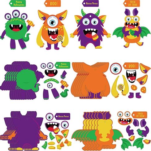 24 Sets Halloween Craft Paper Ornaments for Kids Halloween Craft Kits DIY Craft Halloween Paper Decorative Kit Art Craft DIY Handcraft Supplies for Home Class Game Activities in Saudi Arabia