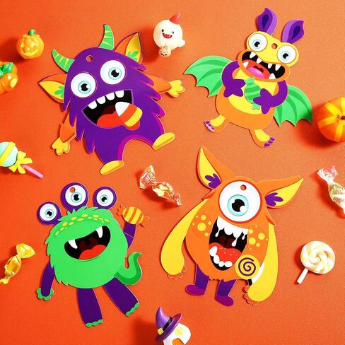 24 Sets Halloween Craft Paper Ornaments for Kids Halloween Craft Kits DIY Craft Halloween Paper Decorative Kit Art Craft DIY Handcraft Supplies for Home Class Game Activities in Saudi Arabia