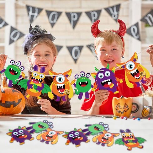 24 Sets Halloween Craft Paper Ornaments for Kids Halloween Craft Kits DIY Craft Halloween Paper Decorative Kit Art Craft DIY Handcraft Supplies for Home Class Game Activities in Saudi Arabia