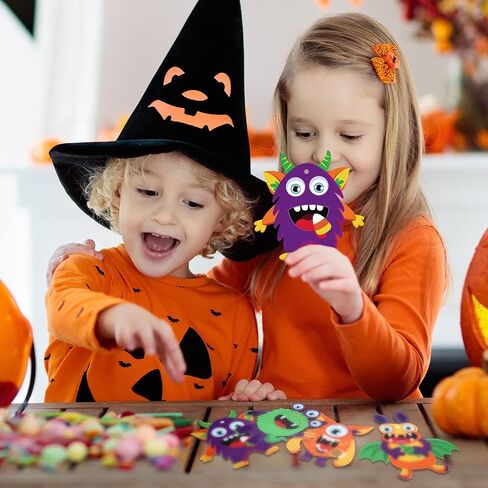 24 Sets Halloween Craft Paper Ornaments for Kids Halloween Craft Kits DIY Craft Halloween Paper Decorative Kit Art Craft DIY Handcraft Supplies for Home Class Game Activities in Saudi Arabia