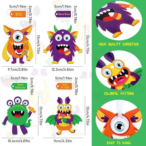 24 Sets Halloween Craft Paper Ornaments for Kids Halloween Craft Kits DIY Craft Halloween Paper Decorative Kit Art Craft DIY Handcraft Supplies for Home Class Game Activities in Saudi Arabia