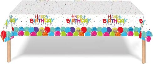 3 قطع من مفارش طاولة عيد الميلاد من ALLFELIXA للاستعمال مرة واحدة، بالونات ملونة غطاء طاولة بلاستيكي مستطيل لديكورات حفلات أعياد ميلاد الأطفال، مقاس 54 بوصة × 108 بوصة in Kuwait