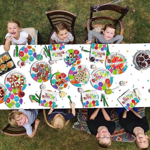 3 قطع من مفارش طاولة عيد الميلاد من ALLFELIXA للاستعمال مرة واحدة، بالونات ملونة غطاء طاولة بلاستيكي مستطيل لديكورات حفلات أعياد ميلاد الأطفال، مقاس 54 بوصة × 108 بوصة in Kuwait