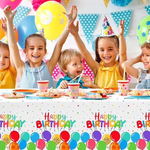 3 قطع من مفارش طاولة عيد الميلاد من ALLFELIXA للاستعمال مرة واحدة، بالونات ملونة غطاء طاولة بلاستيكي مستطيل لديكورات حفلات أعياد ميلاد الأطفال، مقاس 54 بوصة × 108 بوصة in Kuwait