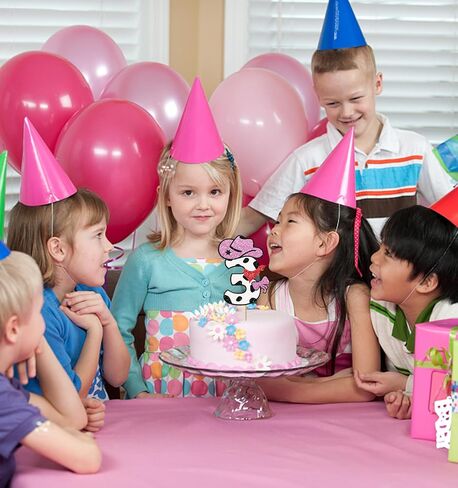 غلاف كعكة عيد الميلاد الثاني السعيد من راعية البقر، ديكوران للكيك لطفلة صغيرة، زينة حفلات عيد ميلاد روديو الغربية الثانية، لوازم الحفلات بطابع الغرب المتوحش - بريق وردي وبني in Kuwait