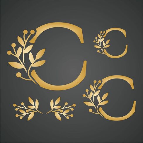 استنسل على شكل حرف C - ستنسيلو فور والز اوريجينال ليف فلاور 3 مقاسات على ورقة واحدة - طول 2 انش و3 انش و4.5 انش in Kuwait