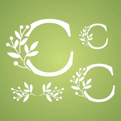 استنسل على شكل حرف C - ستنسيلو فور والز اوريجينال ليف فلاور 3 مقاسات على ورقة واحدة - طول 2 انش و3 انش و4.5 انش in Kuwait