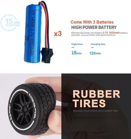 Mini Drift RC Car 1/24 Scale RC Drift Car with 3 Upgraded 1000mah Battery 2.4GHz 15km/h Racing RC Drifting Car 2WD Micro RC Cars (White) in Kuwait