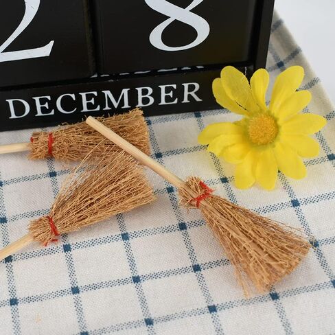 Luckforest Miniature Artificial Mini Straw Brooms, 15Pcs Miniature Brooms with Red Ropes for Christmas Snowman Halloween Straw Craft Decoration Witches Accessory Costume Cosplay Party in Saudi Arabia