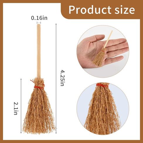 Luckforest Miniature Artificial Mini Straw Brooms, 15Pcs Miniature Brooms with Red Ropes for Christmas Snowman Halloween Straw Craft Decoration Witches Accessory Costume Cosplay Party in Saudi Arabia