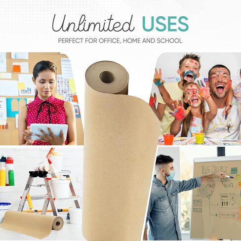 ورق تغليف هدايا كرافت بني مقاس 17.50 بوصة × 900 بوصة (75 قدمًا) مصنوع في الولايات المتحدة الأمريكية، لفة ضخمة، مثالية لتغليف علب الهدايا، والفنون والحرف اليدوية، والبريد، والتعبئة، والشحن، وتغطية الأرضيات، والطرود، ومفرش الطاولة، معاد تدويرها بنسبة 100% in Kuwait