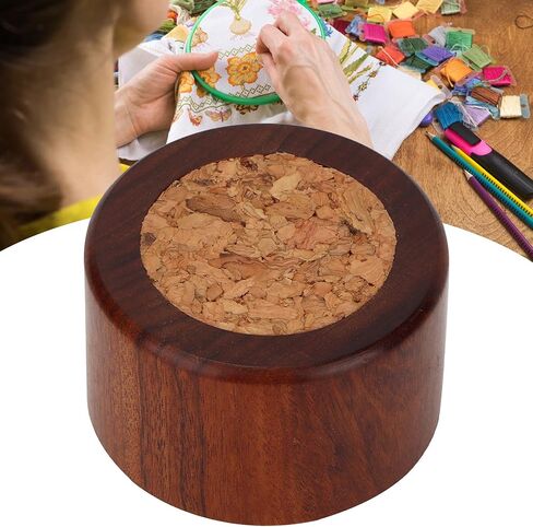 Needle Cushion Wooden Base Ball Shaped Vintage Round Pin Cushion Craft Tool Insertion Storage Tools[Rosewood Needle] Sewing Baskets in Saudi Arabia