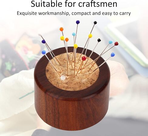 Needle Cushion Wooden Base Ball Shaped Vintage Round Pin Cushion Craft Tool Insertion Storage Tools[Rosewood Needle] Sewing Baskets in Saudi Arabia