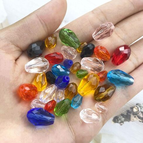 100 قطعة 6 × 8 مم خرز دمعة من الزجاج الكريستالي ذو الأوجه على شكل فتحة رأسية خرز فاصل فضفاض لصنع المجوهرات، قلادة سوار ذاتي الصنع، تزيين الحرف اليدوية (أحمر) in Kuwait