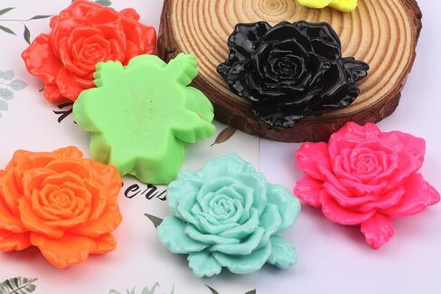 عبوة من 14 قطعة من YYCRAFT مكونة من 14 زرًا مسطحًا من الراتنج على شكل زهرة وردية مقاس 2 بوصة - 7 ألوان in Saudi Arabia
