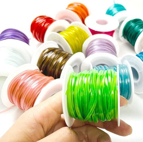 Luminous Lanyard String,15 Rolls Gimp Plastic String Lacing Cord for Keychain Making Craft in Kuwait