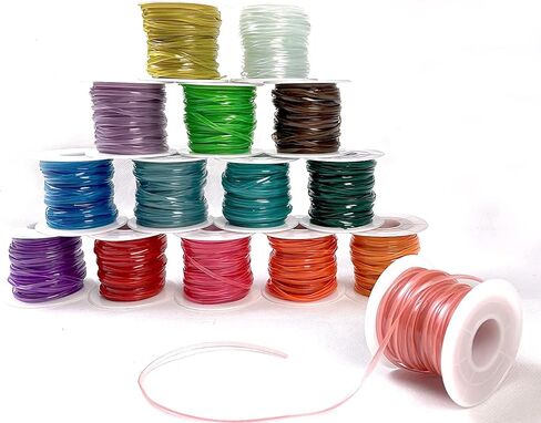 Luminous Lanyard String,15 Rolls Gimp Plastic String Lacing Cord for Keychain Making Craft in Kuwait