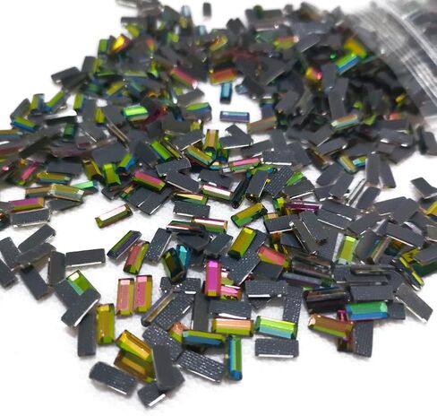 Finstone Rhinestones hotfix,Iron on Rhinestones (Rainbow Rectangle 2.5 x 7 mm,1000 pcs/pkg) in Kuwait