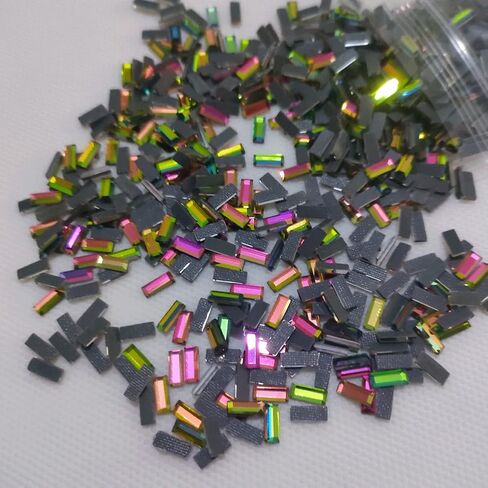 Finstone Rhinestones hotfix,Iron on Rhinestones (Rainbow Rectangle 2.5 x 7 mm,1000 pcs/pkg) in Kuwait