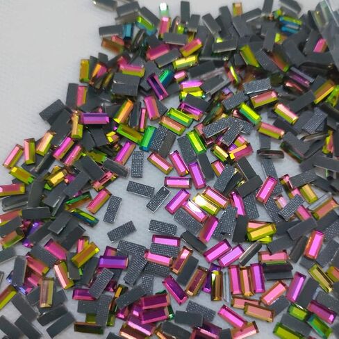 Finstone Rhinestones hotfix,Iron on Rhinestones (Rainbow Rectangle 2.5 x 7 mm,1000 pcs/pkg) in Kuwait