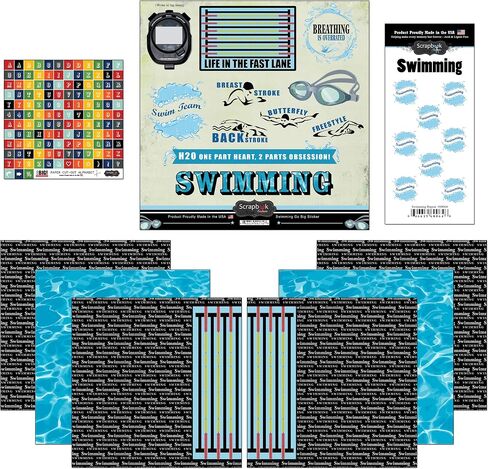 مجموعة Scrapbook Custom Go Big Swimming Themed Paper and Stickers Scrapbook Scrapbook in Saudi Arabia