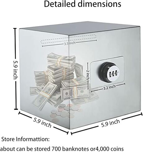 بنك أصبع للبالغين، بنك أصبع بكلمة مرور، بنك أصبع للبالغين قابل لإعادة الاستخدام من الفولاذ المقاوم للصدأ، بنك أصبع معدني مع قفل للبالغين، بنك توفير غير قابل للكسر لتوفير النقود (فضي، 7.9 بوصة) in Kuwait