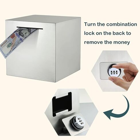 بنك أصبع للبالغين، بنك أصبع بكلمة مرور، بنك أصبع للبالغين قابل لإعادة الاستخدام من الفولاذ المقاوم للصدأ، بنك أصبع معدني مع قفل للبالغين، بنك توفير غير قابل للكسر لتوفير النقود (فضي، 7.9 بوصة) in Kuwait