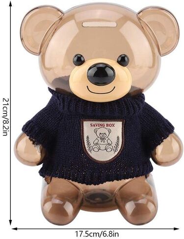 بنك نقود للأطفال، صندوق نقود على شكل دب كرتوني، صندوق نقود بلاستيكي شفاف لتزيين المنزل، تنمية الإدارة المالية للأطفال، تطوير عادة جيدة (بيج) in Kuwait