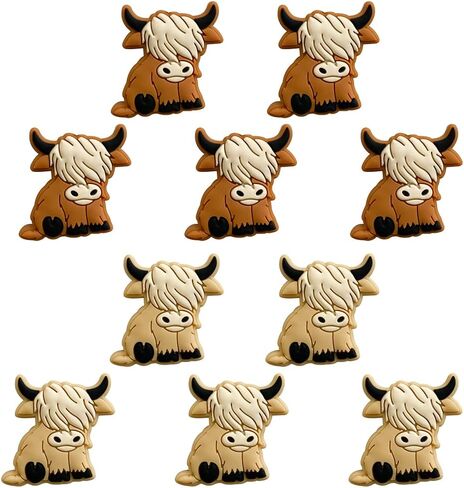 10 قطع من الخرز على شكل بقرة كارتون ياك، خرز على شكل حيوانات، خرز فاصل مسطح لصنع سلسلة المفاتيح والاساور والقلادات، خرز القلم in Kuwait