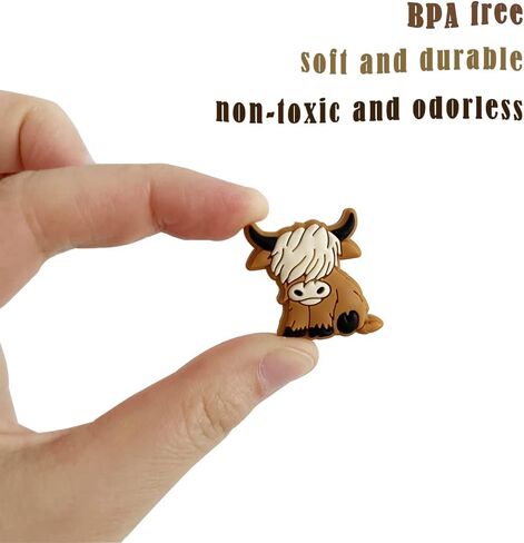 10 قطع من الخرز على شكل بقرة كارتون ياك، خرز على شكل حيوانات، خرز فاصل مسطح لصنع سلسلة المفاتيح والاساور والقلادات، خرز القلم in Kuwait