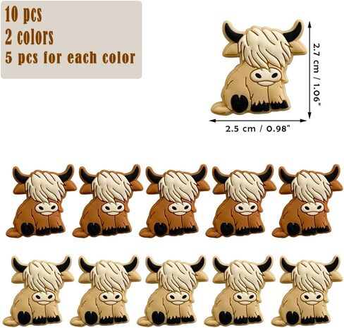 10 قطع من الخرز على شكل بقرة كارتون ياك، خرز على شكل حيوانات، خرز فاصل مسطح لصنع سلسلة المفاتيح والاساور والقلادات، خرز القلم in Kuwait