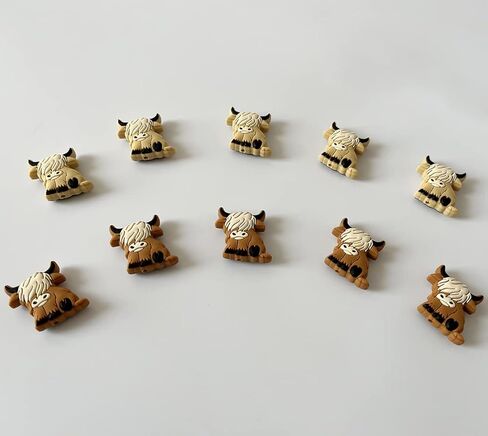 10 قطع من الخرز على شكل بقرة كارتون ياك، خرز على شكل حيوانات، خرز فاصل مسطح لصنع سلسلة المفاتيح والاساور والقلادات، خرز القلم in Kuwait