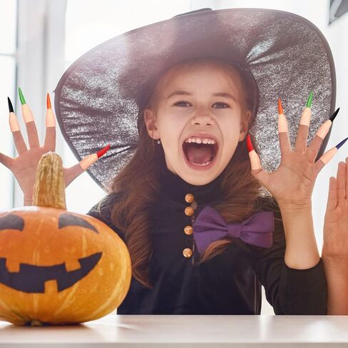100 Pcs Halloween Witch Fingers for Reading, Fake Finger Pointer, Scary Halloween Costume Props, Zombie Witch Fake Fingers Nail for Vampire Costume Women Teen Cosplay Accessories, 2 Styles in Saudi Arabia