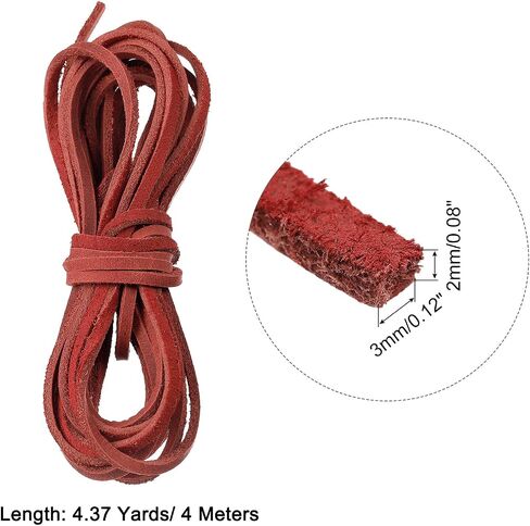 uxcell Leather Cord, 4.37 Yards 3mm Flat Braiding String Strip for Purse Handbag Shoelace DIY Crafts Bracelet Making, Beige in Saudi Arabia