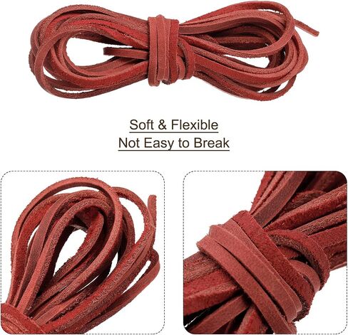 uxcell Leather Cord, 4.37 Yards 3mm Flat Braiding String Strip for Purse Handbag Shoelace DIY Crafts Bracelet Making, Beige in Saudi Arabia