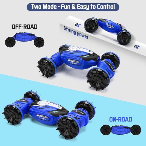Gesture Sensing RC Stunt Car - Amphibious RC Remote Control Cars with 2 Batteries, 2.4GHz 4WD Watch Controlled RC Car, All Terrain Off Road Twist Cars Vehicle Gift for Kids Boys Girls (Blue) in Kuwait