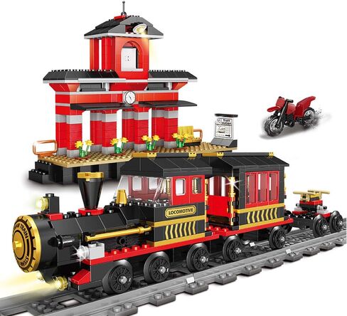 LEYI Classic Train Building Blocks Toys 583 Pieces STEM Learning Toys Construction Toys Building Brick Toys Education Toy Classic Train Station Birthday for Boys and Girls in Kuwait