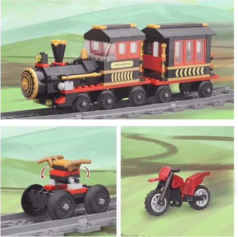 LEYI Classic Train Building Blocks Toys 583 Pieces STEM Learning Toys Construction Toys Building Brick Toys Education Toy Classic Train Station Birthday for Boys and Girls in Kuwait