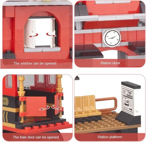 LEYI Classic Train Building Blocks Toys 583 Pieces STEM Learning Toys Construction Toys Building Brick Toys Education Toy Classic Train Station Birthday for Boys and Girls in Kuwait