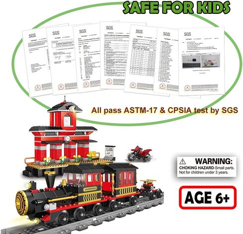 LEYI Classic Train Building Blocks Toys 583 Pieces STEM Learning Toys Construction Toys Building Brick Toys Education Toy Classic Train Station Birthday for Boys and Girls in Kuwait