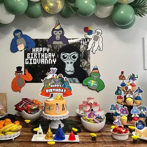 37 قطعة من زينة الكعك بتصميم علامة غوريلا مع قطعة واحدة من زينة الكيك بتصميم علامة غوريلا، 36 قطعة من زينة الكب كيك بنمط العاب الواقع الافتراضي لتزيين حفلات اعياد الميلاد للبنات in Kuwait