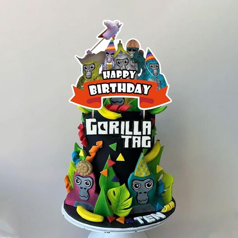 37 قطعة من زينة الكعك بتصميم علامة غوريلا مع قطعة واحدة من زينة الكيك بتصميم علامة غوريلا، 36 قطعة من زينة الكب كيك بنمط العاب الواقع الافتراضي لتزيين حفلات اعياد الميلاد للبنات in Kuwait