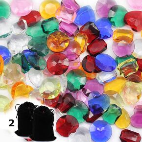 Allstarco 27mm Red CH17 Heart Acrylic Pirate Treasure Gems Plastic Jewels for Party & Games, Table Scatter, Vase Fillers, Wedding Decor Gemstones Favors - 20 Pieces