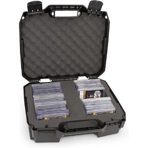 CASEMATIX Graded Card Case Compatible with 60+ BGS PSA FGS SGC Graded Sports Trading Cards, Rugged Graded Slab Card Storage Box with Custom Card Carrying Case Impact Absorbing Dual Foam Slots