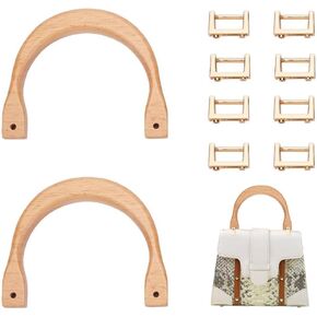 WADORN 2pcs Wooden Bag Handles, U-Shaped Purse Handles Replacement Handbag Handles with 8pcs Metal Suspension Clasps DIY Handmade Bag Handles Knitting Crochet Bag Making Accessories in Saudi Arabia