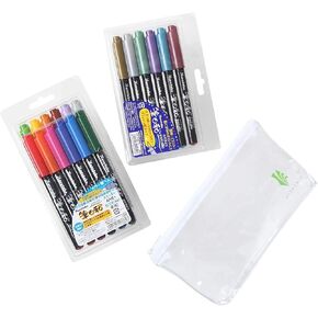 Fudebiyori Fude Brush Pen, 2-Pack (CBK-55ME/6V, CBK-55/12V) 18 Color Set in Saudi Arabia