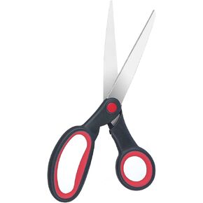 Eleckey Left Handed Scissors for Adults Kids Student All Purpose, 8" Lefty Stainless Steel Scissors for Office Home School Sewing Fabric Craft Supplies, Red/Black (1 Pack) in Kuwait