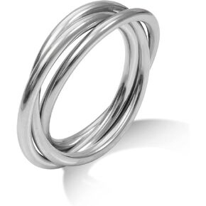 Haoze القلق الدائري الدوار 3 للنساء الفتيات، الفولاذ المقاوم للصدأ التراص المتشابكة المتداول الفرقة تململ خواتم القلق لابنة النساء الرجال in Kuwait